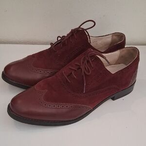 Cole Haan Men's Burgundy Suede & Leather Wingtip Oxfords